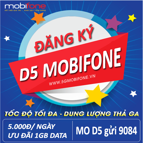 Đăng ký gói cước D5 Mobifone 5k/ngày