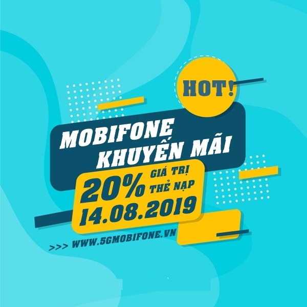 Mobiofne khuyến mãi ngày 14/8/2019 tặng 20% thẻ nạp