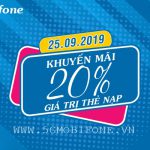 Khuyến mãi Mobifone ngày 25/9/2019 tặng 20% thẻ nạp