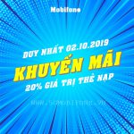 Mobifone khuyến mãi ngày 2/10/2019 tặng 20% thẻ nạp