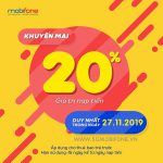 Mobifone khuyến mãi ngày 27/11/2019 tặng 20% thẻ nạp