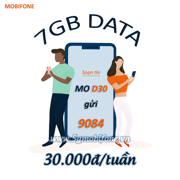 Cách đăng ký gói D30 Mobifone nhận ngay 7GB data chỉ với 30.000đ/tuần