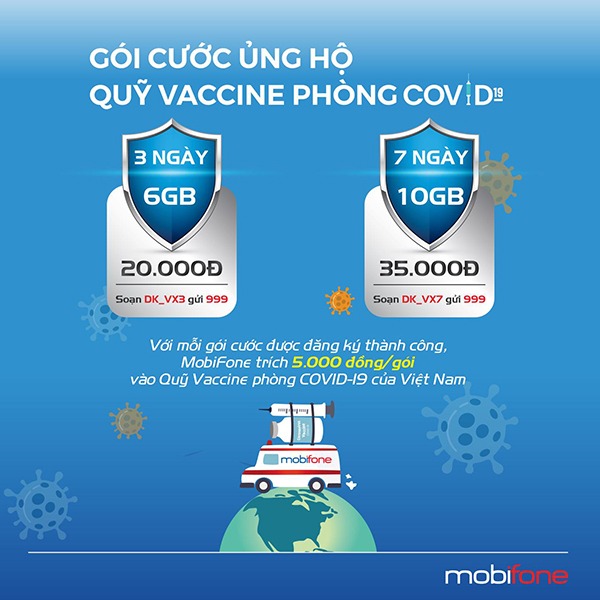 Gói data Vắc Xin Mobifone ủng hộ quỹ Vaccine 5k/lượt đăng ký