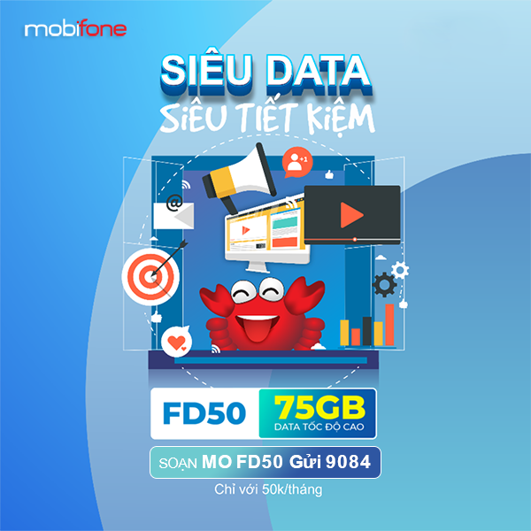 Đăng ký gói FD50 Mobifone có ngay 75GB data dùng trọn gói 30 ngày