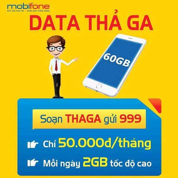 Đăng ký gói cước THAGA Mobifone chỉ 50.000đ ưu đãi 60GB/tháng
