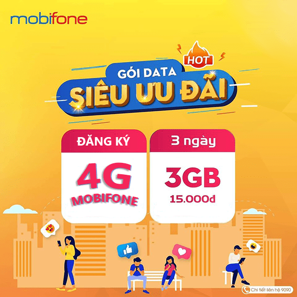 Đăng ký gói cước 4G Mobifone 3 ngày 3GB data giá chỉ 15k