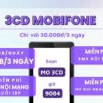 Đăng ký gói 3CD Mobifone nhận 24GB data, free gọi thoại
