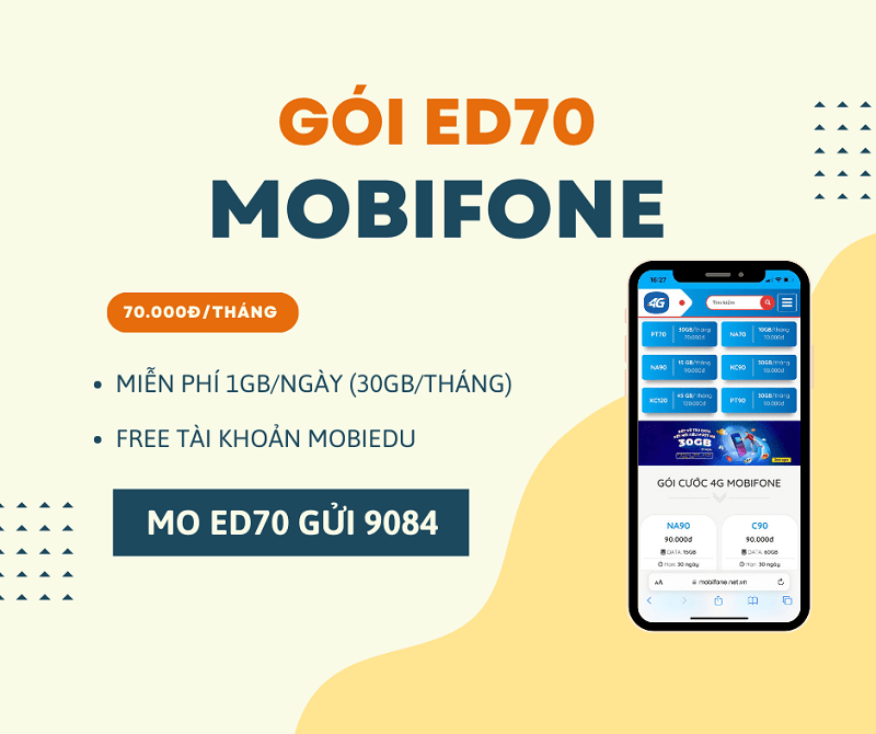 Đăng ký gói ED70 Mobifone có ngay 30GB, miễn phí học online